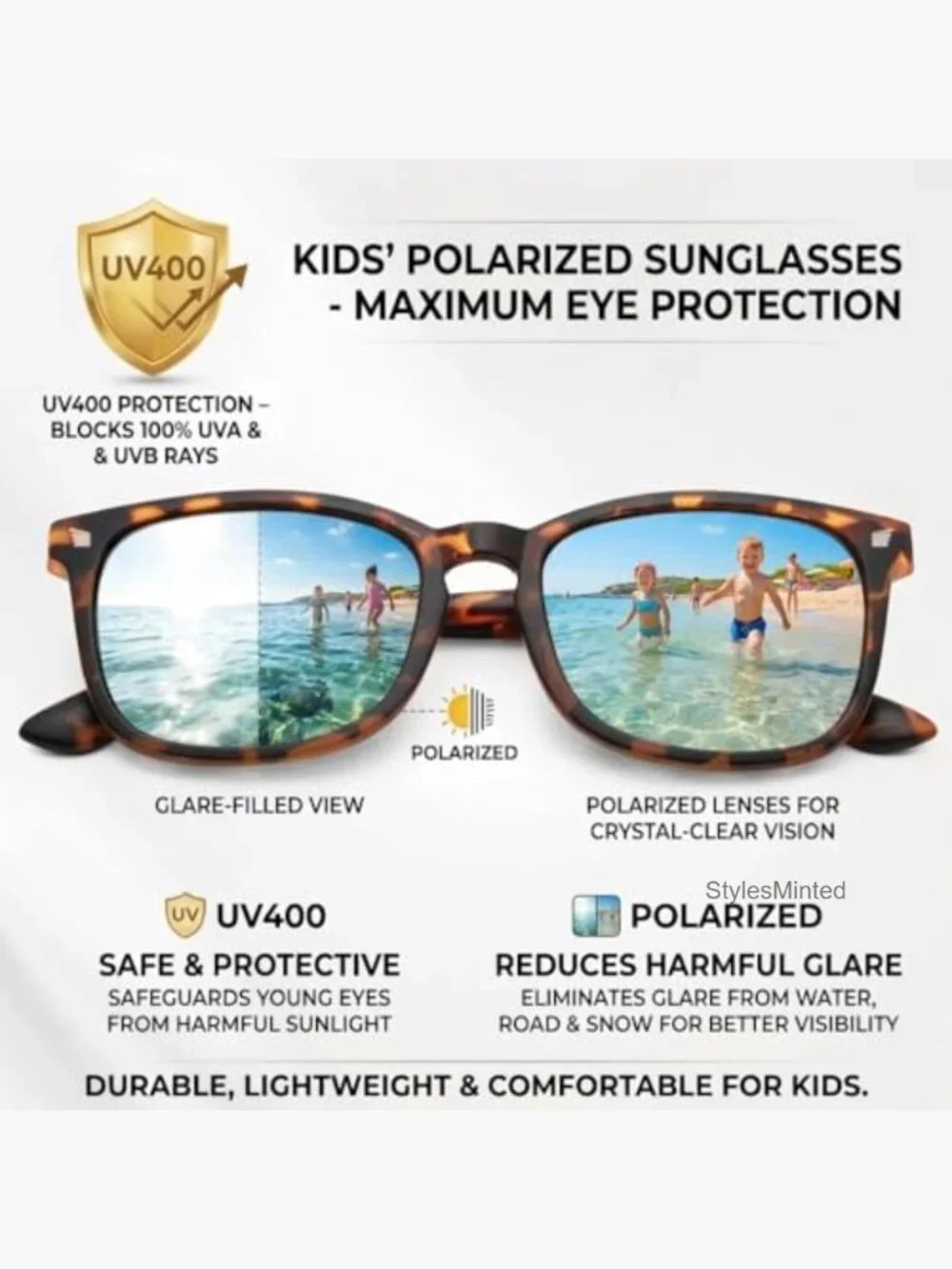 Polarized Kids Sunglasses UV 400 Protection for Boys Girls Ages 3-12